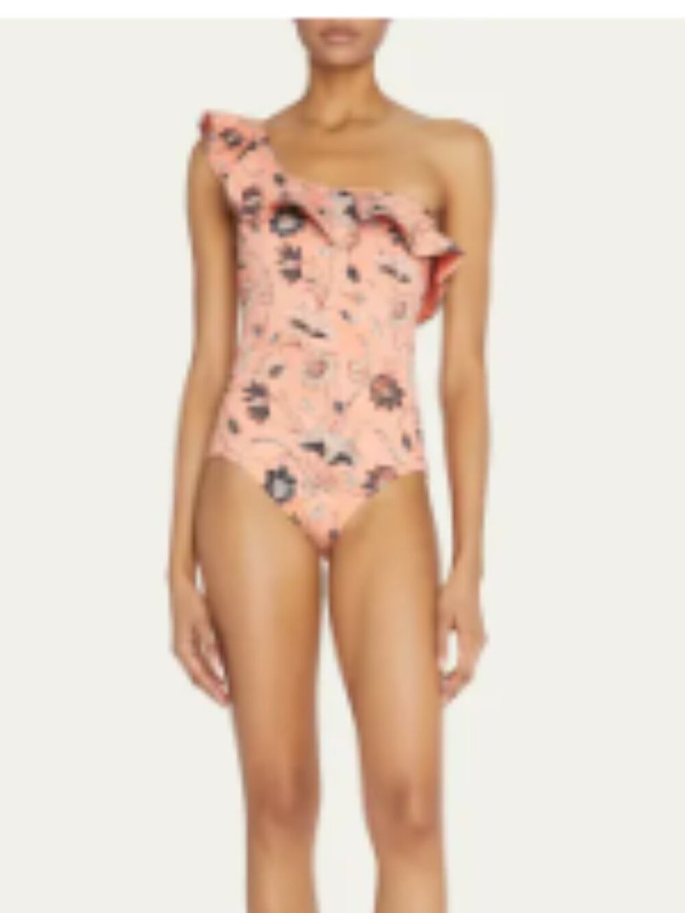 Ulla Johnson Martina Maillot One Shoulder Floral Swimsuit in Primrose Size L